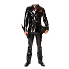 Латексный резиновый мужской черный костюм таинственного Магика официальный костюм и брюки размер XXS-XXL