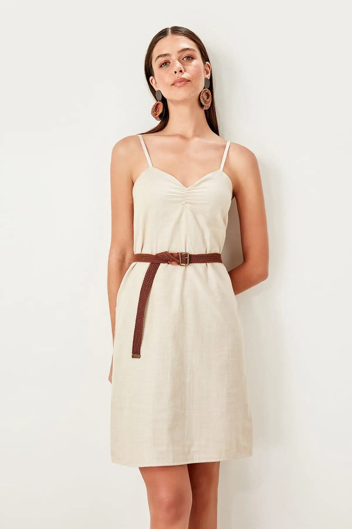 Trendyol Camel Kemerli платье на бретелях TWOSS19YN0274 | Женская одежда