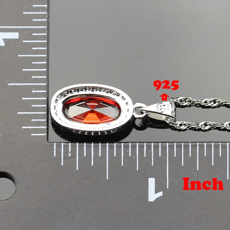 925 логотип 1.5*0.5 см Красный Кристалл Камень Ювелирные наборы для Для женщин