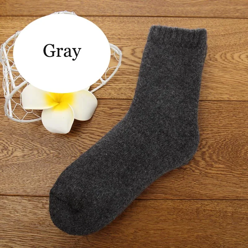 Gray Новые зимние толстые шерстяные носки женские теплые хлопковые кашемировые носки для женщин, однотонные носки супер плотные махровые носки для девочек - Цвет: Gray