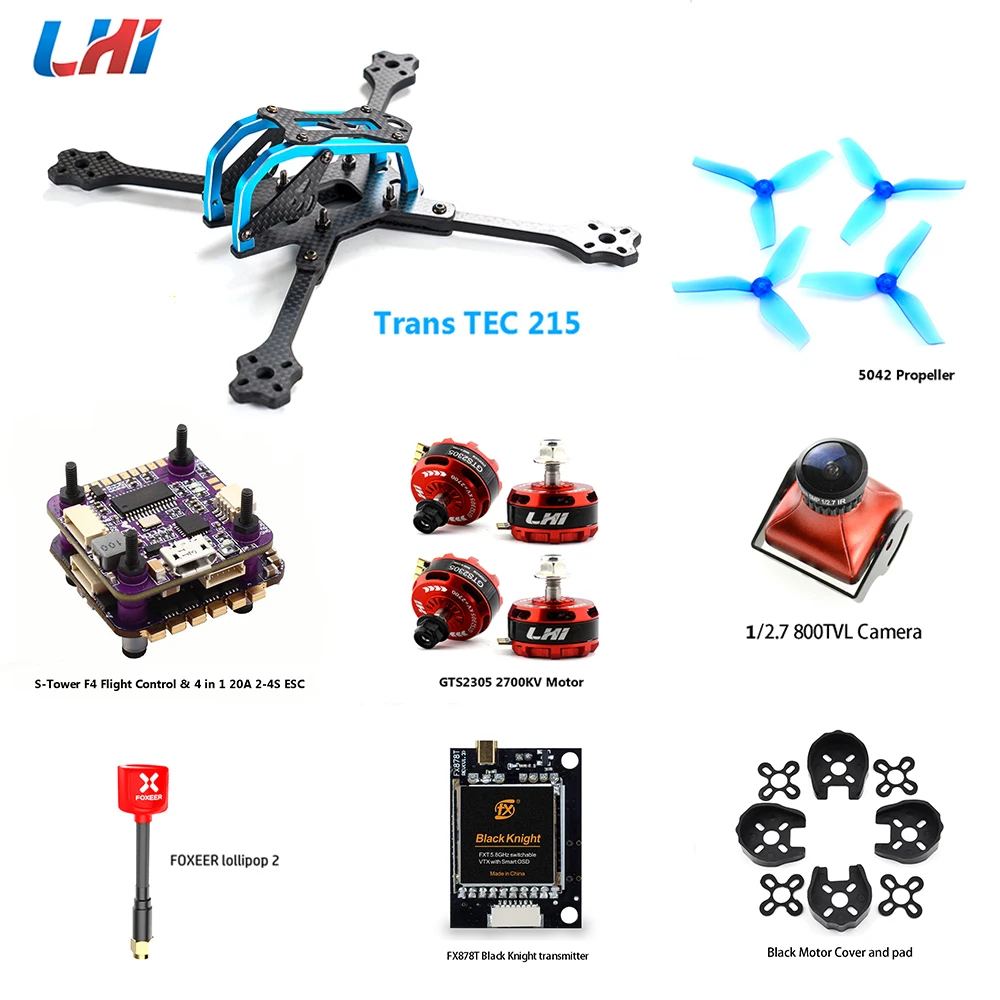 Набор дронов TransTEC 215 с камерой FPV S Tower F4 Контроллер полета 4 в 1 20A ESC & LHI 2305