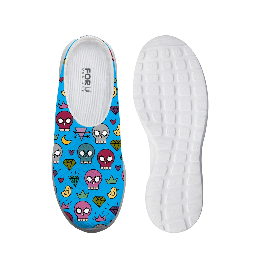 Мужские летние дышащие сандалии на плоской подошве с принтом черепа|Сандалии| |