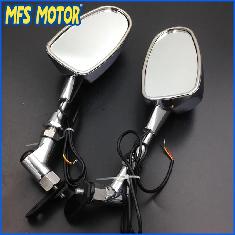 1 пара для Honda CBR 600RR CBR600RR для Kawasaki Ninja 636 ZX6R для Yamaha YZF R6 R1 мотоцикл часть Хромированный Светодиодный зеркала