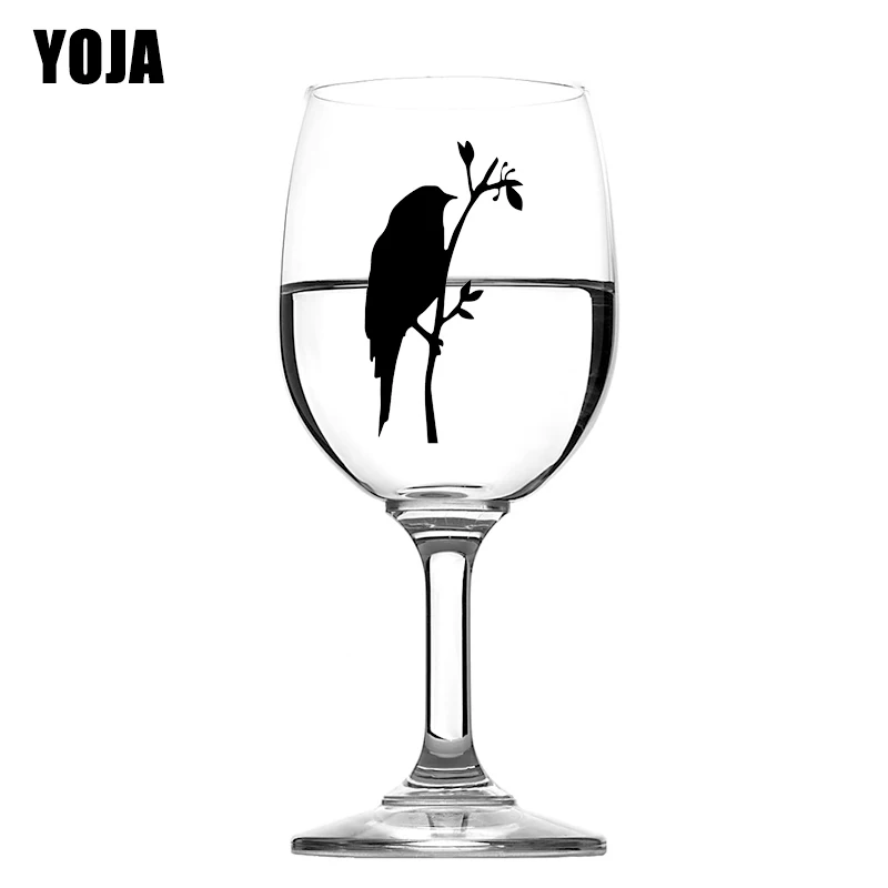 YOJA 4 1X8 см 6 шт. Птица на ветке забавные Креативные украшения для стены бокал вина