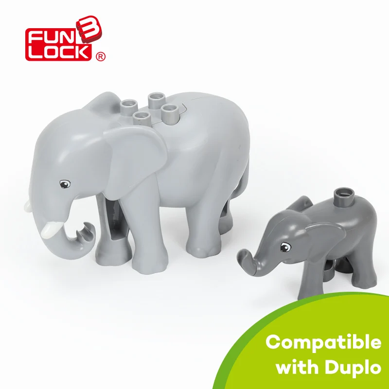 Funlock Duplo Большой Слон маленькие блоки для детей Обучающие игрушки на 2-4 года |