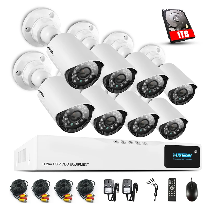 H. VIEW 8CH CCTV система видеонаблюдения 1080P AHD DVR 8 шт камера s 1 0 МП Улучшенная ИК