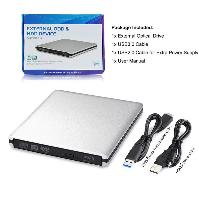 USB3.0 Blu-ray Drive External  DVD Burner 3D Bluray Player External DVD Drive BD-ROM DVD-RW Burner Writer For Macbook Laptop PC images - 6