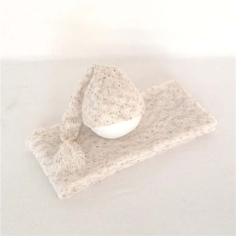 Серый Эластичный вязаный комплект для новорожденных полный ручной вязки