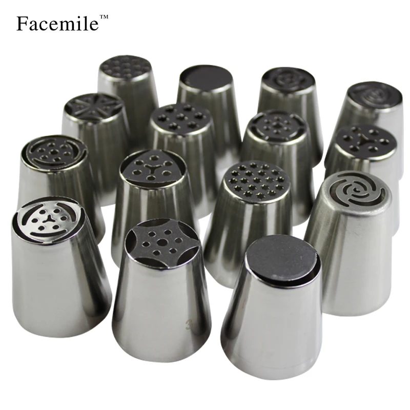 NEW 15pcs/set Tips Russian Tulip Icing Piping Nozzles Pastry Cake Fondant Cupcake DIY Baking Tool Gift | Дом и сад