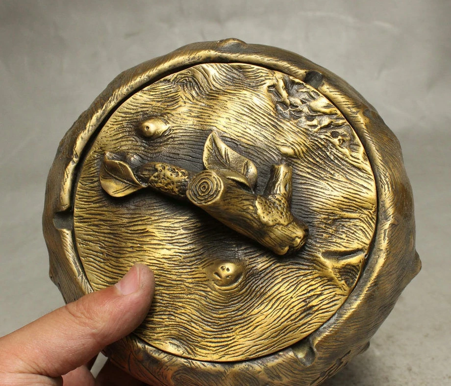 6" Rare Chinese Folk Bronze Tree Shape Sculpture Ashtray Incense Burner Censer | Дом и сад