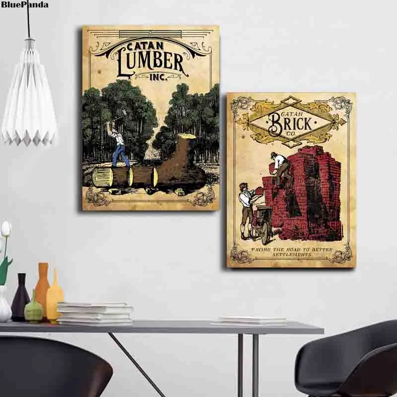 Catan Lumber inc. винтажный холст с принтами модульные картины для гостиной постер на