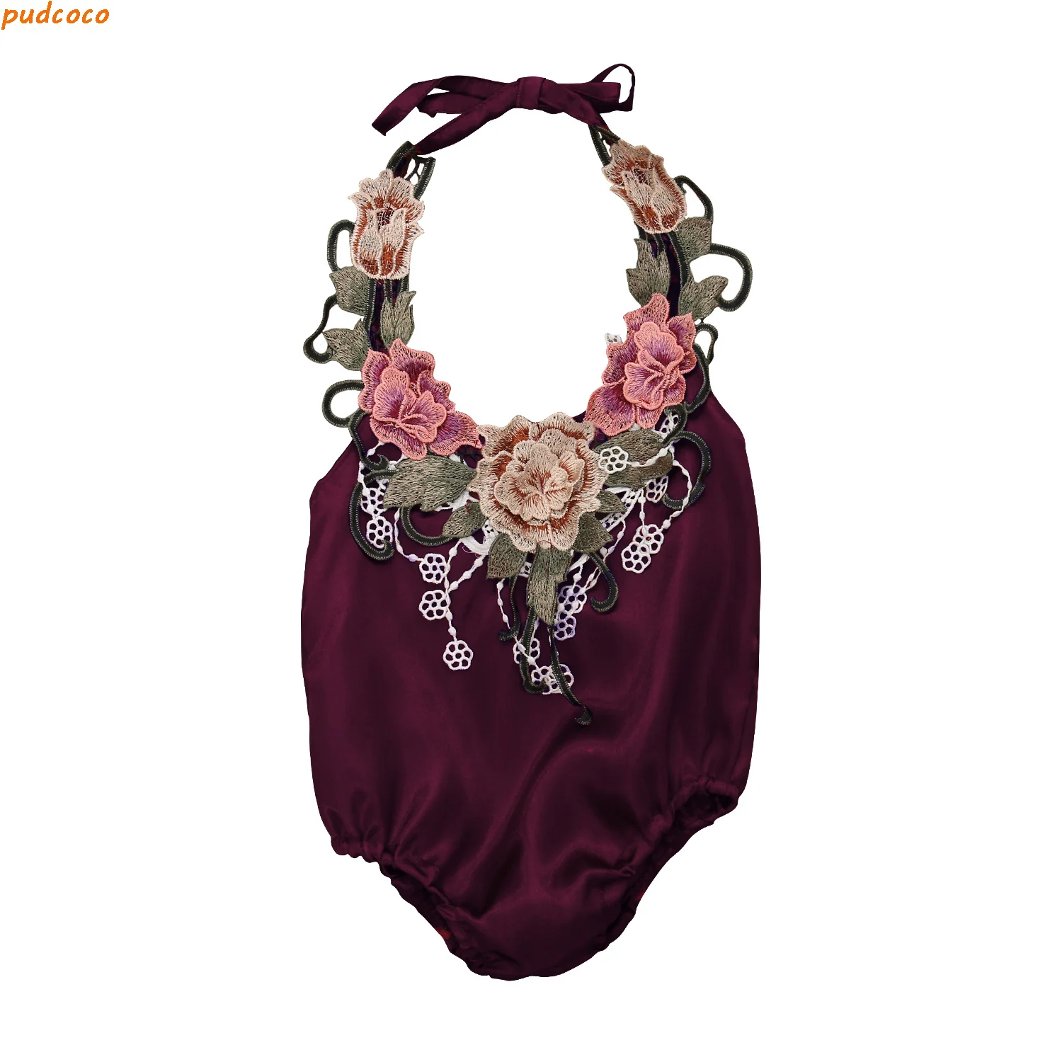 Милая детская одежда с объемным цветком летний комбинезон открытой спиной для