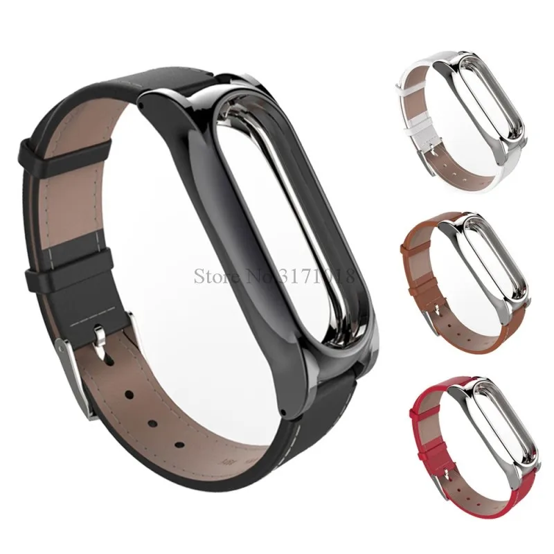 Кожаный ремешок TROLLOVE для смарт часов Xiaomi Mi Band 2 браслет mi band Miband металлический