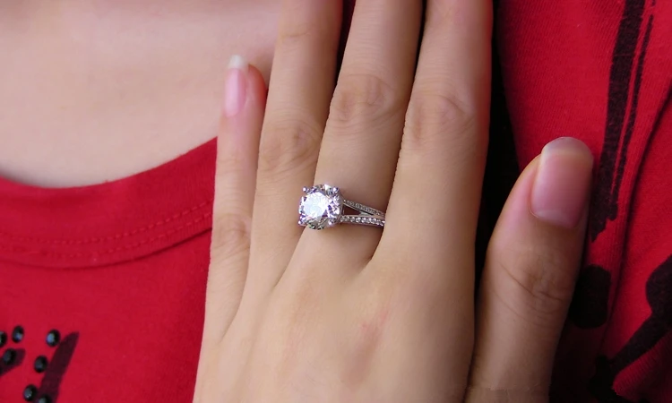 Glitter Love 3 Carat Engagement bridal beautiful Jewelry 925 Sterling Silver Diamond Ring White Gold Color | Украшения и