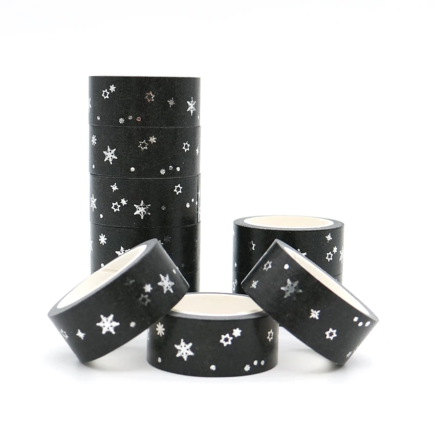 

5m*15mm Christmas Star Snowflake Foil Washi Tape Japanese Stationery Masking Tape Adhesive Decorative School Tool Halloween