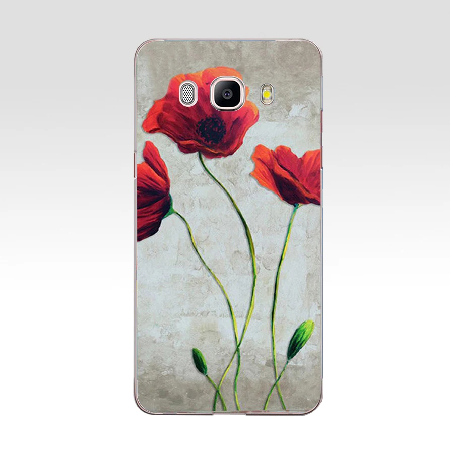 005FG Красный мак на черном стиле Мягкий Силиконовый ТПУ чехол для телефона Samsung j3 j5