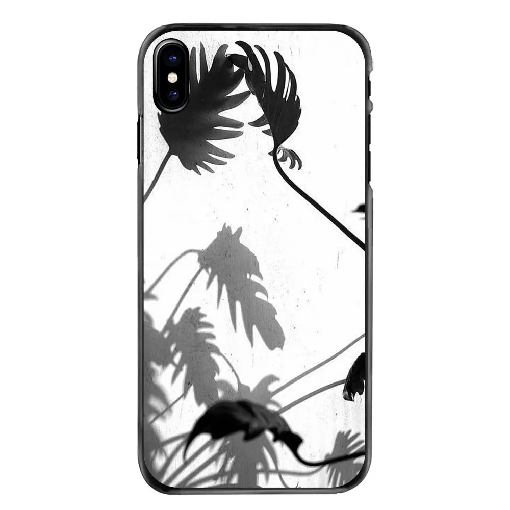 Hard Phone Bag Case Black white palm leaves trees Art For iPhone 4 4S 5 5S 5C SE 6 6S 7 8 Plus X XR XS Max iPod Touch |