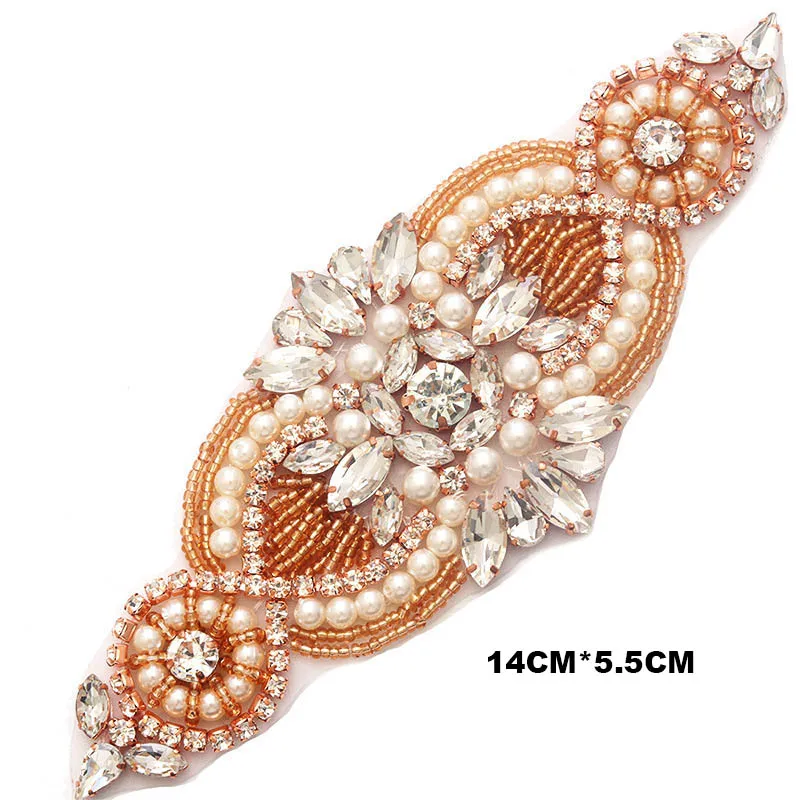 K Rose gold Серебро/розовое золото Свадебная аппликация из страз кусок кристалл бисером аксессуары для свадебного платья свадебный пояс головной убор сумки - Цвет: K Rose gold