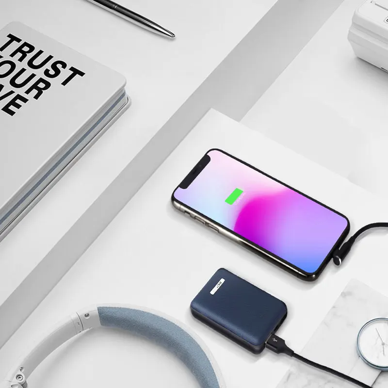 Scud mini power bank 10000 мАч + usb кабель Type C меньшего размера тонкий быстрый внешний