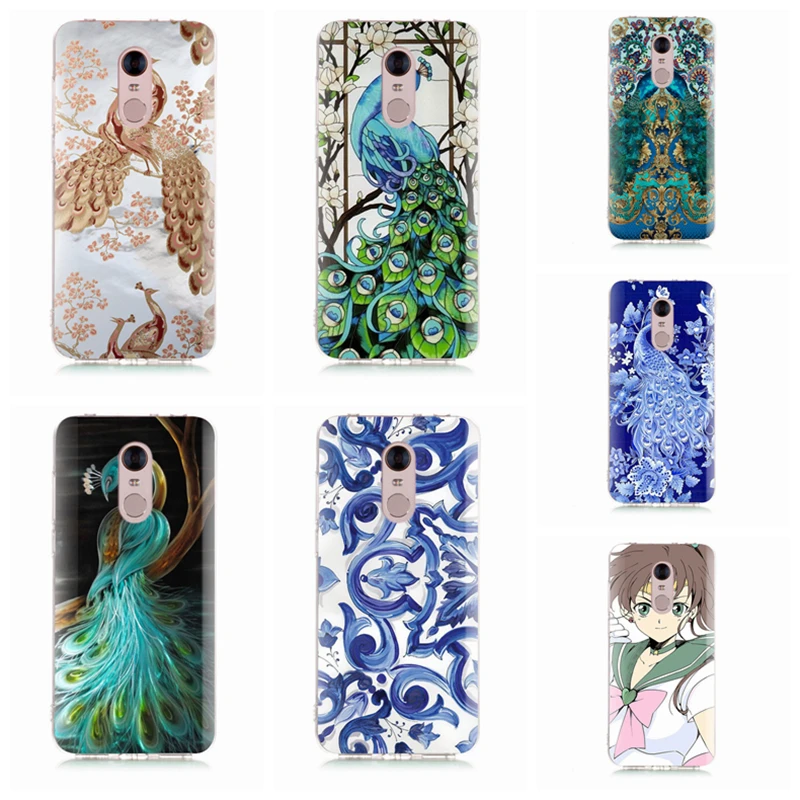 For Xiaomi Redmi 4X Note 3 Mi A1 4 Pro 4A 5 6 6pro 5A 6A TPU Colorful Sailor Moon Peacock Pattern Case D034 |