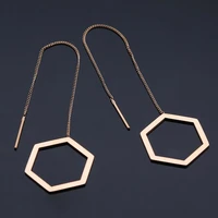 chain hexagon 25mm trendy brief titanium stainless steel colors plated men earring drop earrings for women classic jewelry