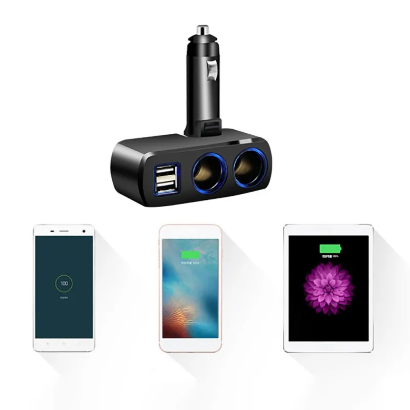 2019 2 сторонний разветвитель авто прикуривателя Dual USB Автомобильное зарядное