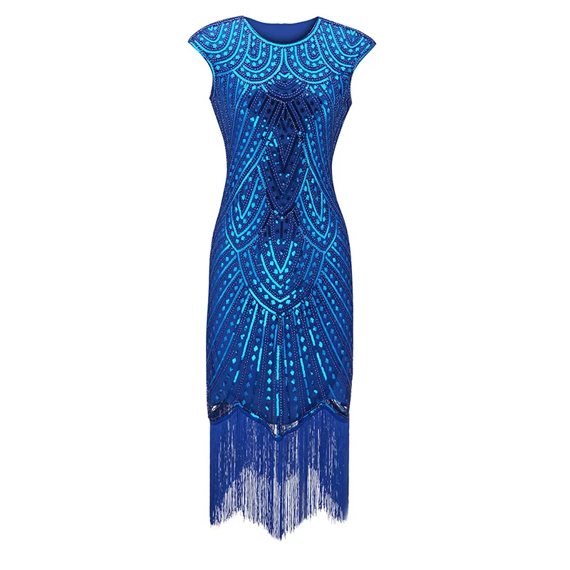 A Dress 1920s Гэтсби блесток бахромой Пейсли Винтаж бисером Хлопушка вечерние платья с 20s аксессуары набор плюс размер(черный/белый/синий/красный - Цвет: A Dress