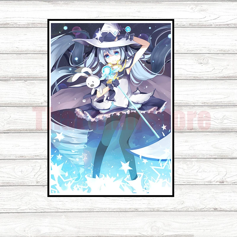 Прозрачный Хацунэ Мику Вокалоид художественная бумага с покрытием плакат печать Сексуальная аниме-девушка картинки для декора гостиной 42*30 см - Цвет: Прозрачный