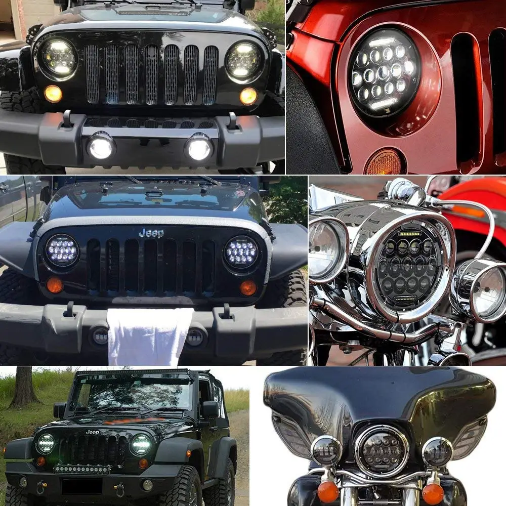 Светодиодные фары CO LIGHT 7 дюймов 75 Вт Angel Eye DRL автомобильные Hi/Lo для Harley Lada 4x4 urban Niva