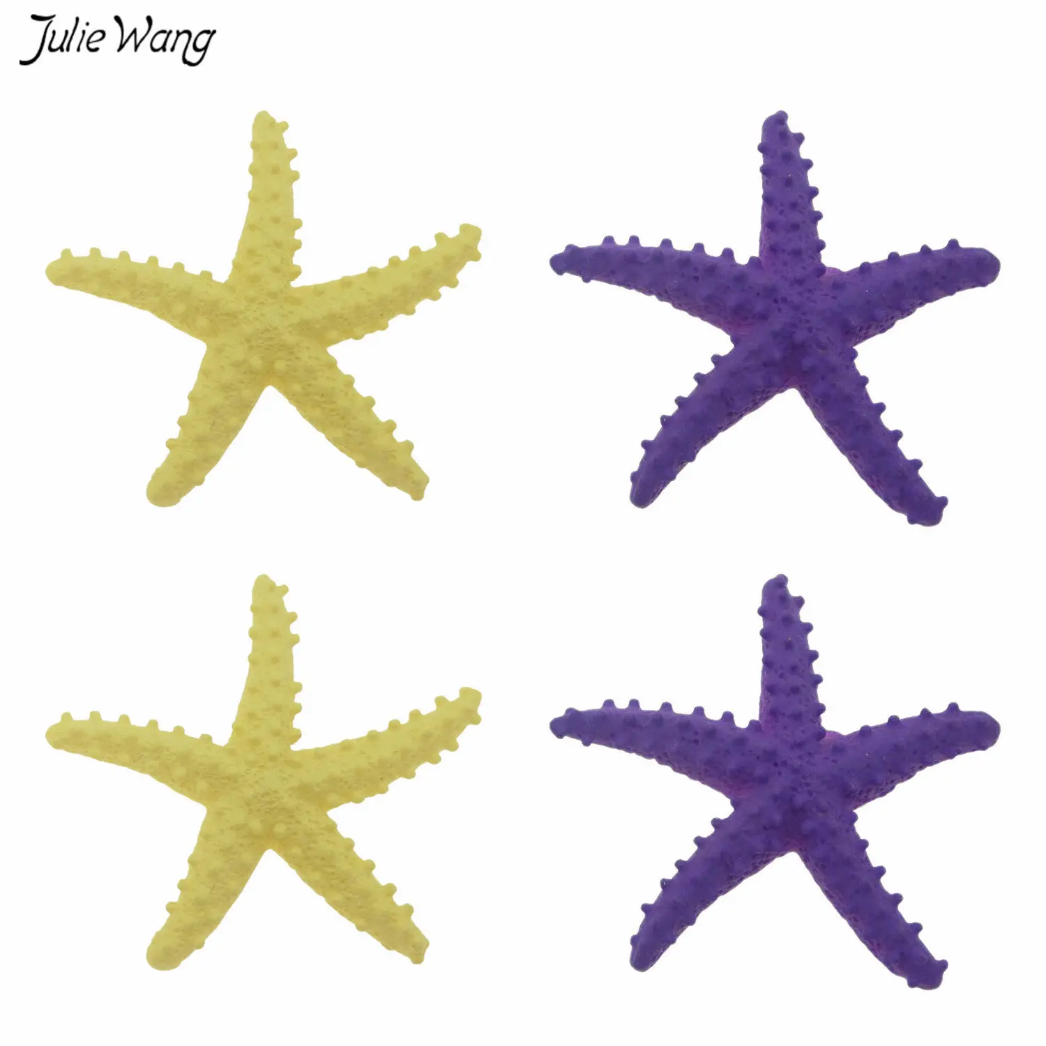 

Julie Wang 4 шт./упак. полимерные Разноцветные Украшения в форме морской звезды, украшение в морском стиле, миниатюрный декор 42*39 мм