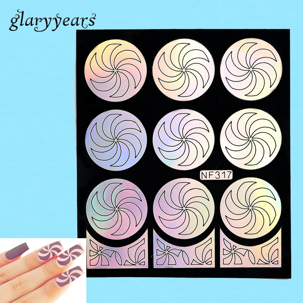 2 Way 1 шт. дизайн ногтей полый виниловые наклейки ветряная мельница лазерная