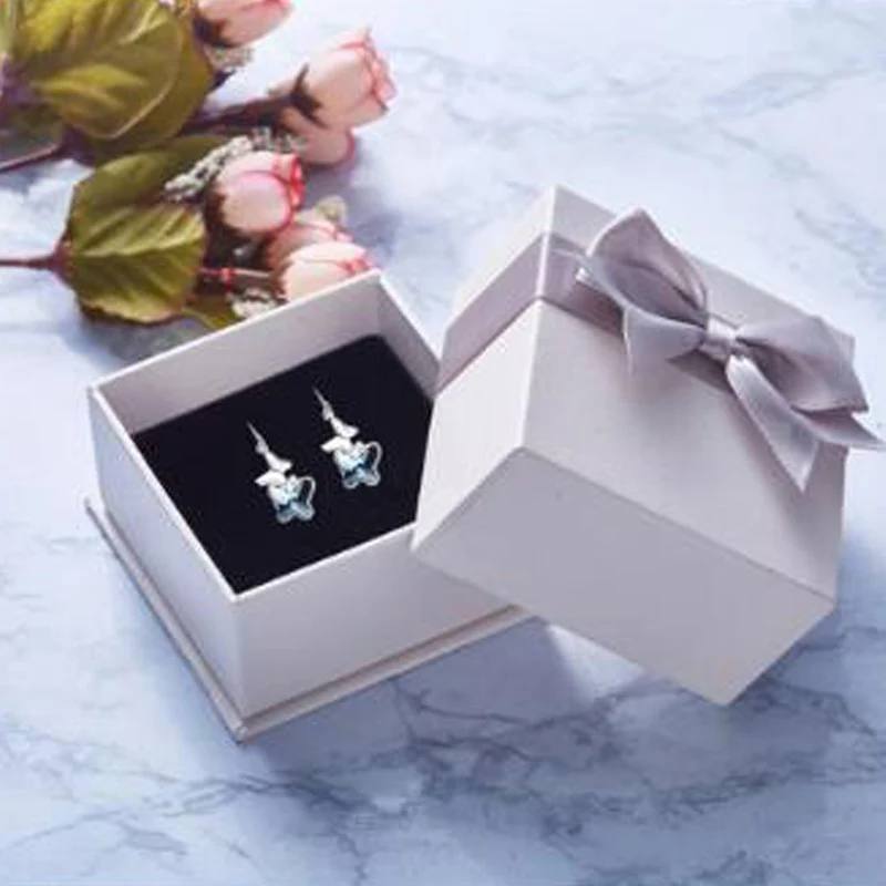 Earrings plus box CDE милые 925 пробы серебряные серьги-капли с бабочкой, украшенные кристаллами Swarovski, женские модные ювелирные украшения, подарок - Цвет камня: Earrings plus box