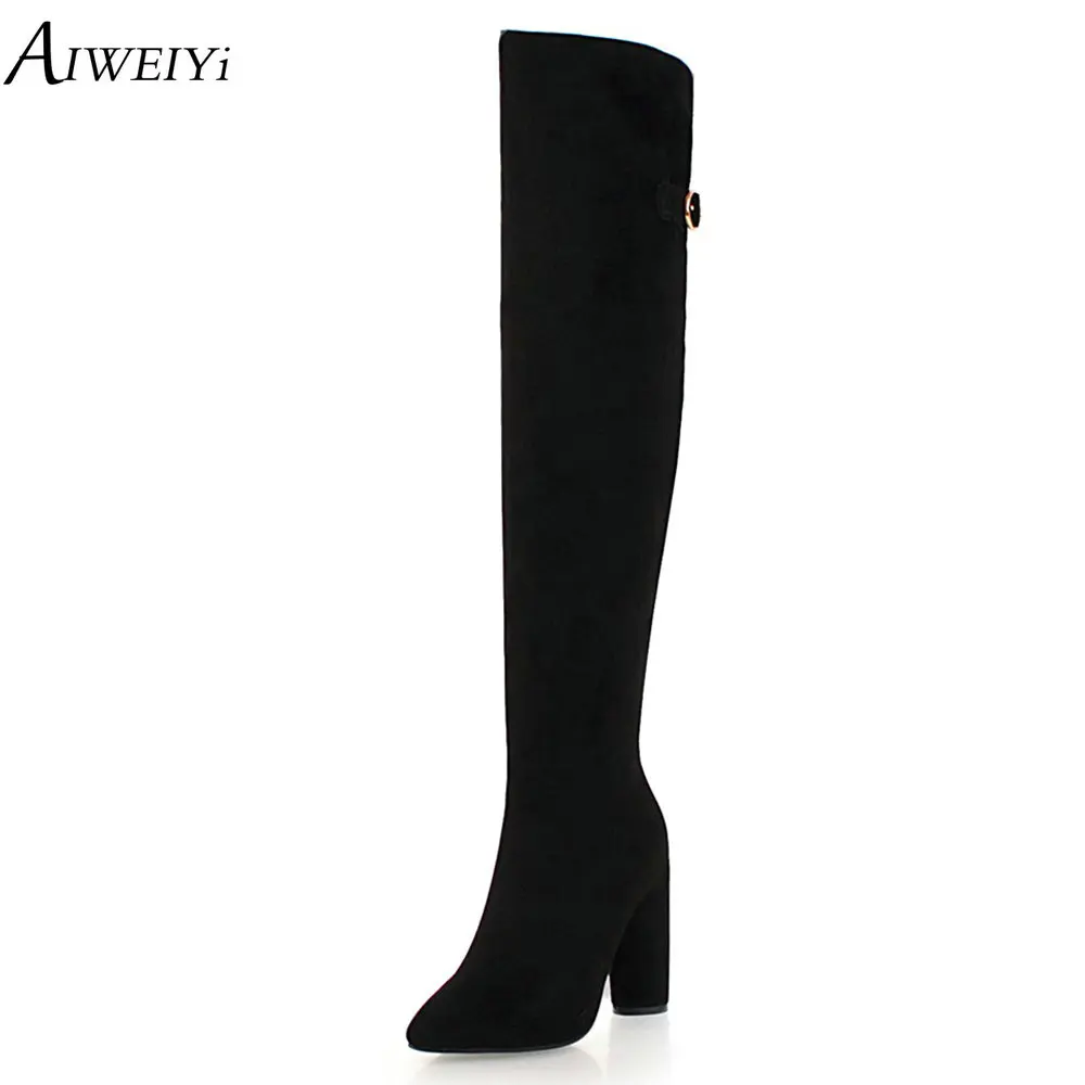 AIWEIYi Thigh High Over The Knee Boots For Women Shoes Round Heel Super Heels Long Bottine Femme | Обувь