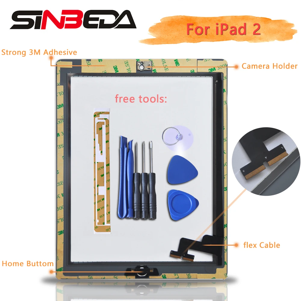 Сенсорный экран Sinbeda для iPad 2 A1396 3 4 тактический сенсорный телефон с кнопкой Home A1395