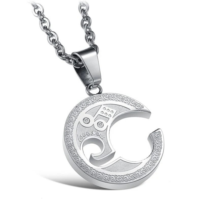 Stainless Steel Music Symbol Pendant Lovers Necklace Romantic Women Clavicle Chain Fashion Men's Jewelry Anti Allergy | Украшения и