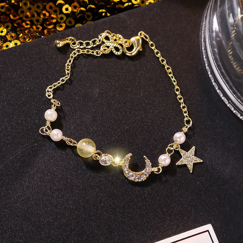 

Fashion fantasy crystal star month bracelet girl super fairy bracelet student Sen simple bracelet hot sale