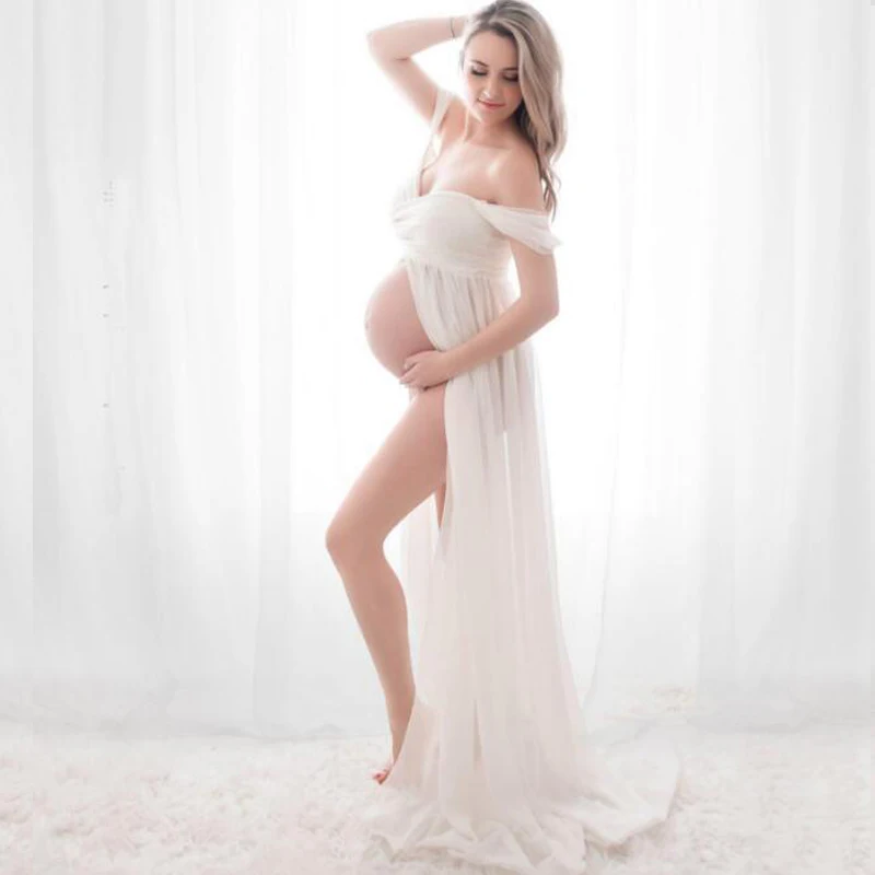для беременных одежда Шифоновое кружевное платье души ребенка длинный хвост
