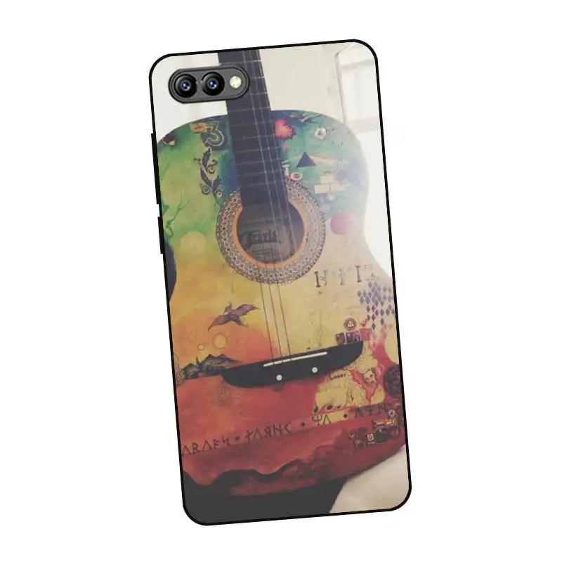 P076 Guitar Black Silicone Case Cover For Huawei Honor 6A 6C 6X 7C 7X 8 Lite Pro |