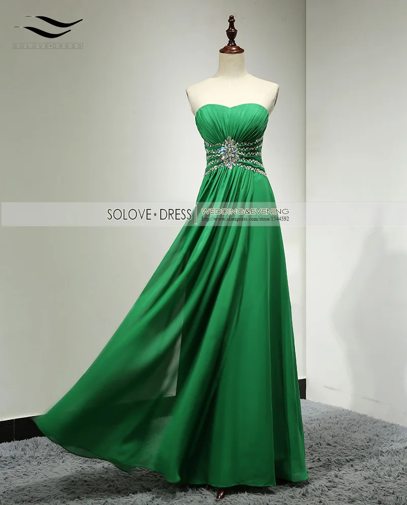 Solovedress элегантное ТРАПЕЦИЕВИДНОЕ Сверкающее Настоящее фото шифоновое зеленое