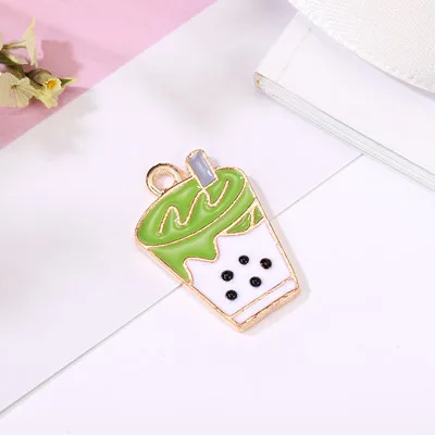 10pcs/pack 15*21mm Lovely Milk Drink Enamel Charms for Jewelry Making Alloy Pendants fit DIY Necklace Bracelet Accessories - Окраска металла: green