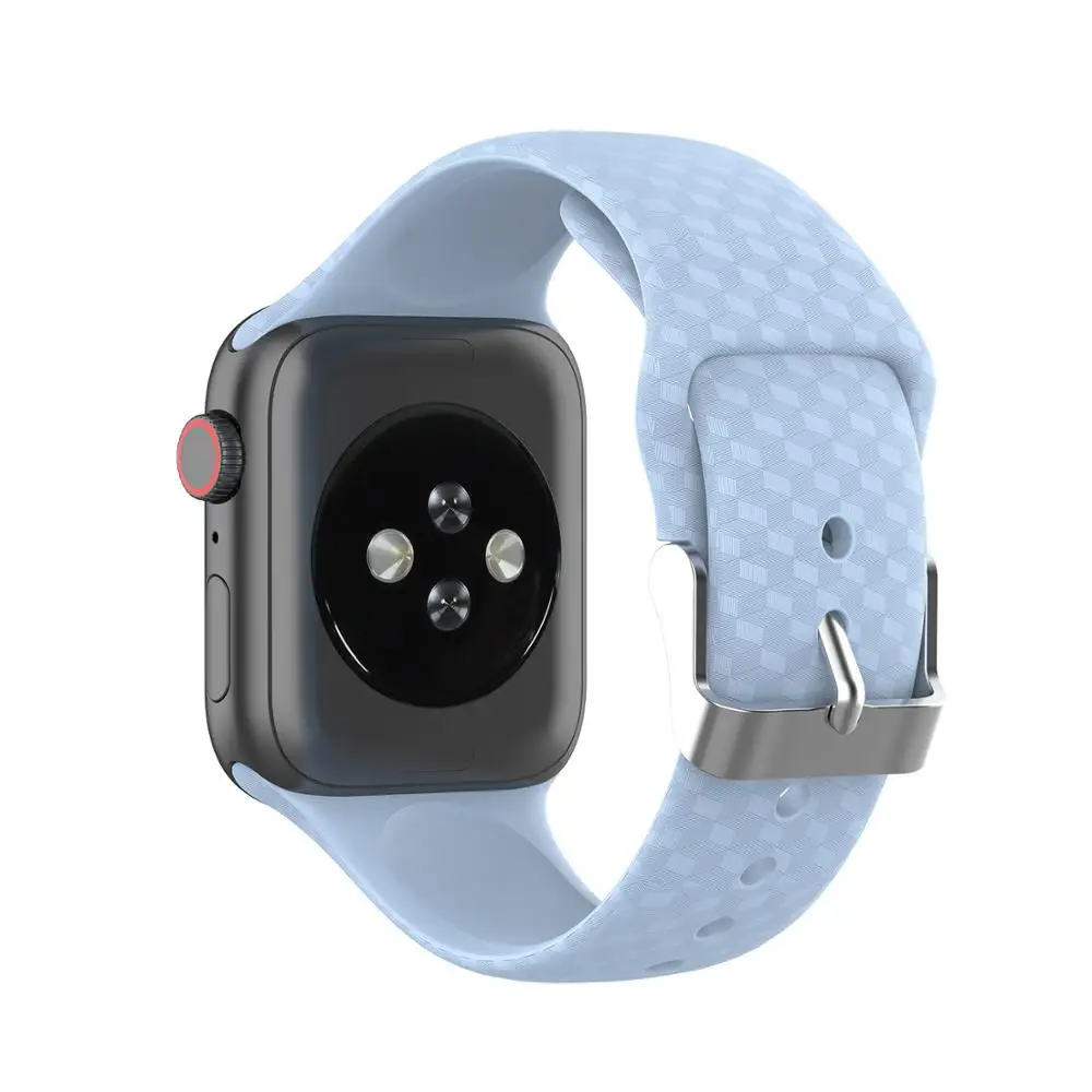 Ремешок силиконовый для Apple Watch 5 42 мм 38 44 40 спортивный мягкий браслет с 3d текстурой