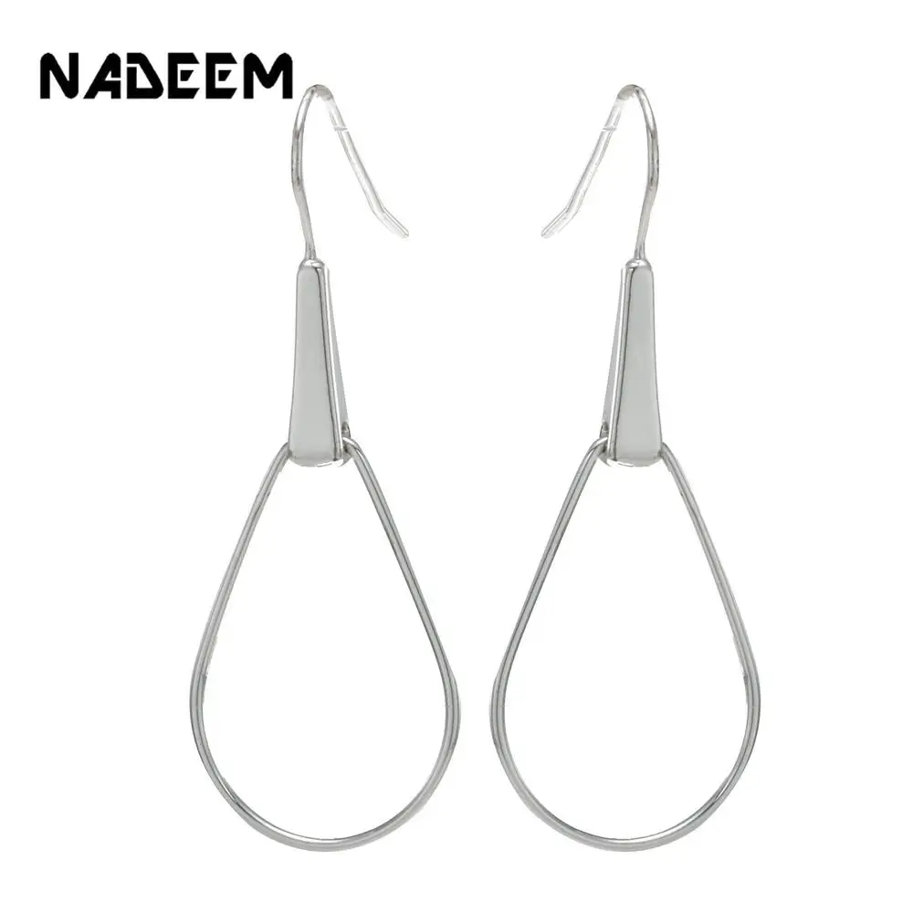 Женские серьги подвески NADEEM Серебристые капельки с большими каплями подарок
