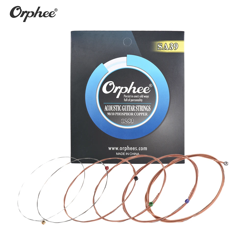 Orphee SA37 гитарная струна 6 шт./компл. (. 010 .050) шестигранный стальной сердечник 90/10