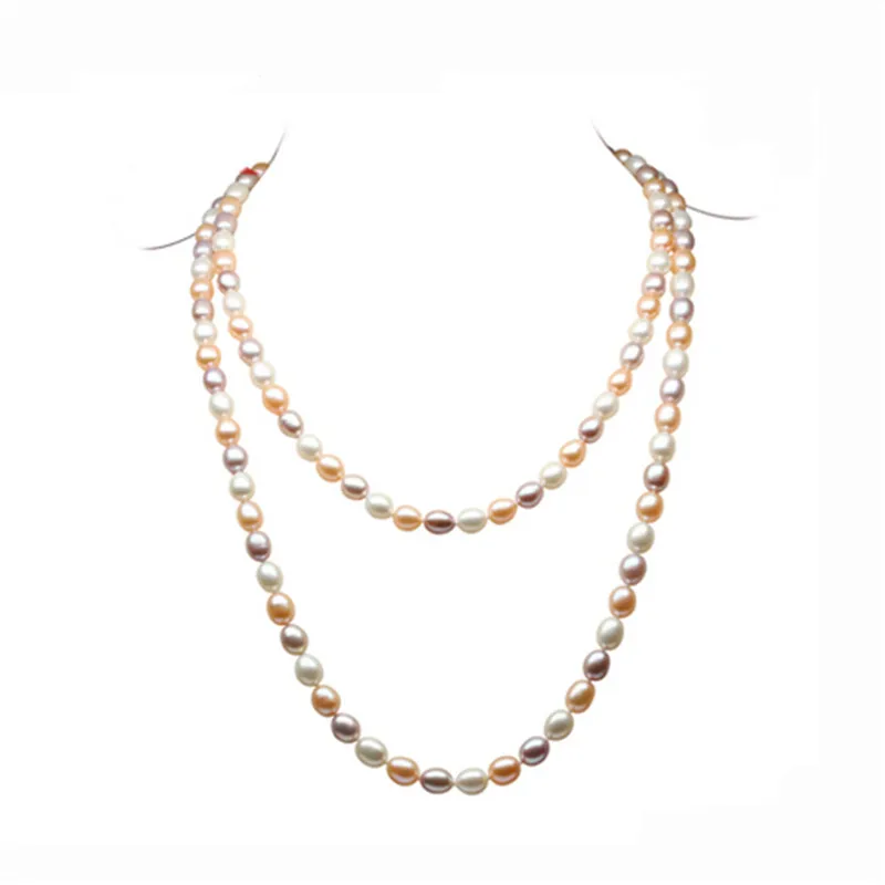 

PEISENI 100% натуральный пресноводный жемчуг длинное ожерелье 8-9 мм жемчужное ожерелье для женщин Свадебные украшения