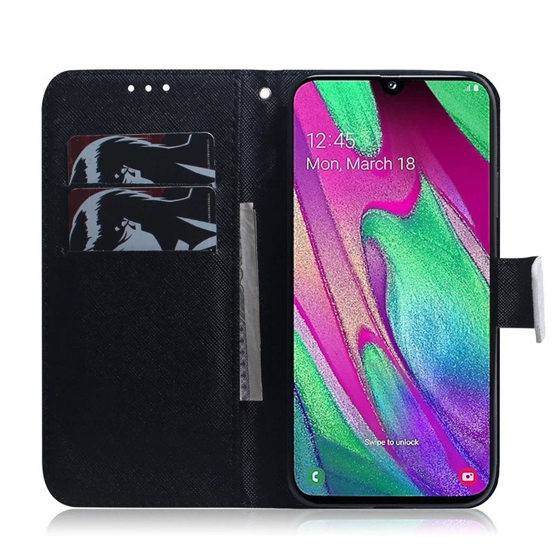 Чехол для Samsung Galaxy A40 магнитный откидной бумажник с волком и пандой чехлы