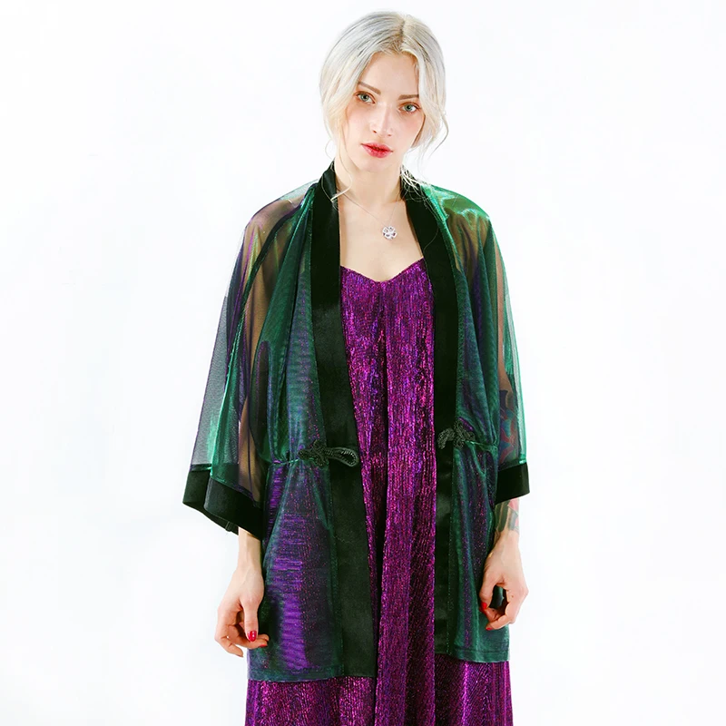 

Spring Summer Women Novelty Personality japanese style kimono batwing sleeve sexy transparent gauze loose cardigan top shirts