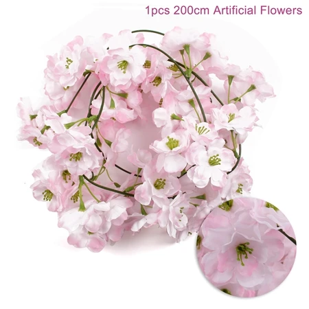 Pink White Sakura QIFU, деревенские романтические украшения для свадьбы, Свадебный Цветочный декор, искусственный цветок для свадебного стола, вечерние аксессуары для декора - Цвет: Pink White Sakura