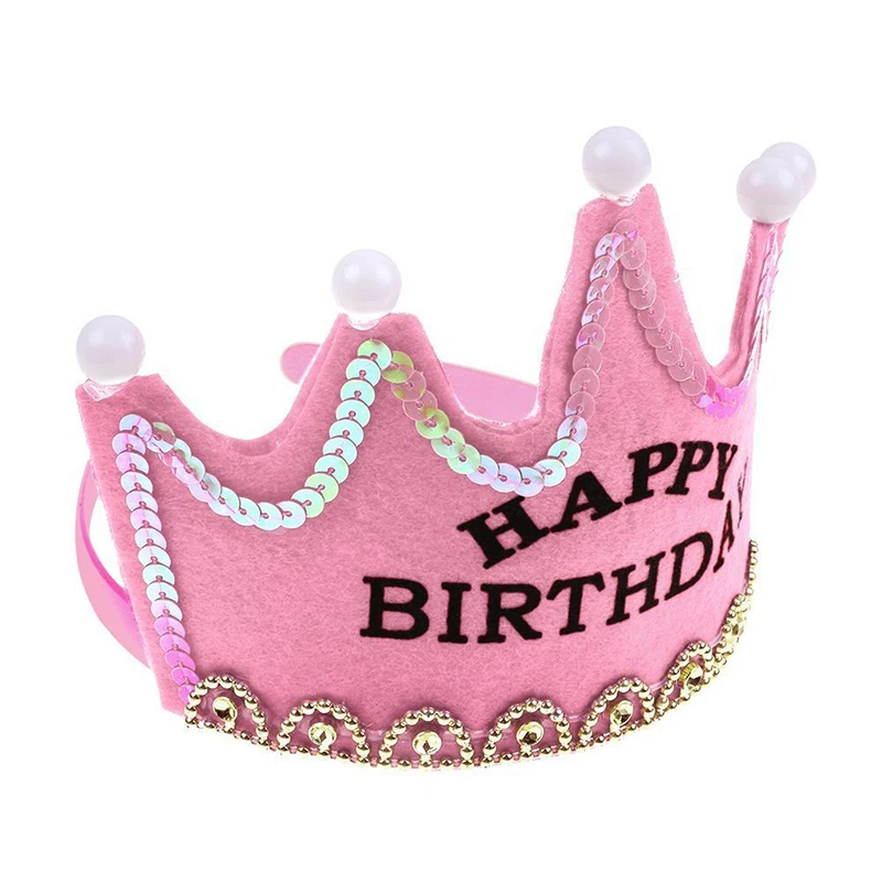 Prince Princess Crown Birthday Party LED Light up Hat Cap kids Girls &amp Boy adult Event Built-In Button Batter | Дом и сад