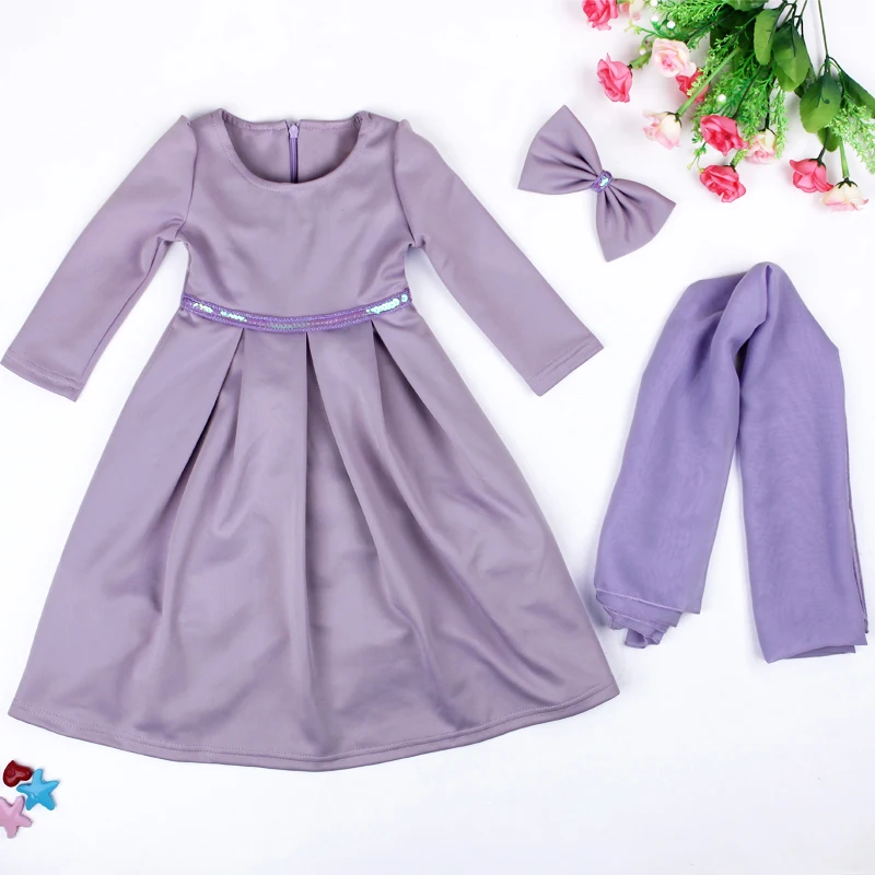 Детское платье с длинным рукавом бантом и зажимами | Мать ребенок