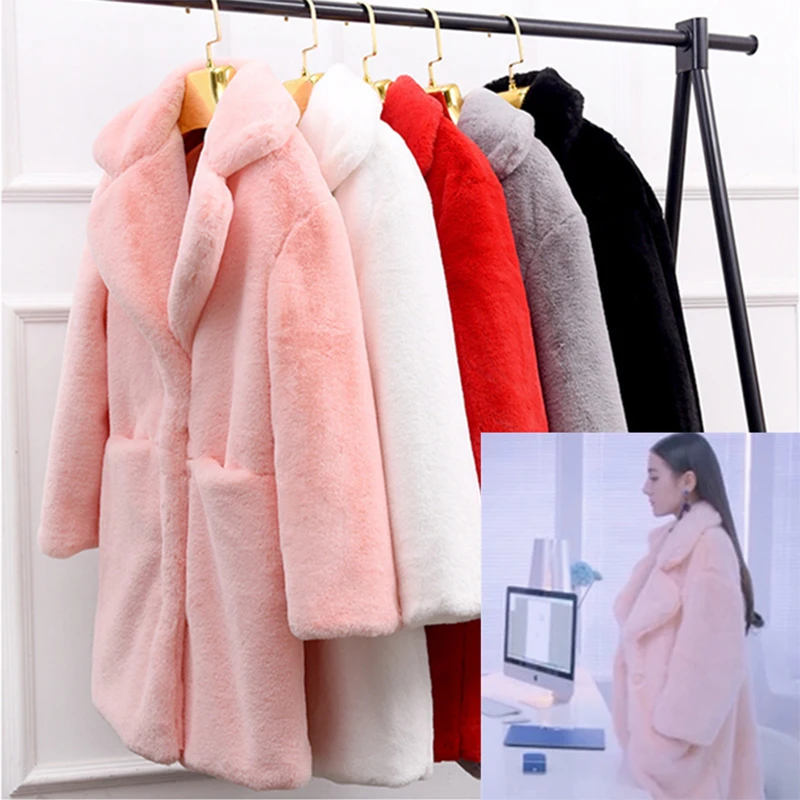 Высококачественное пальто из искусственного молочного плюша женское размера